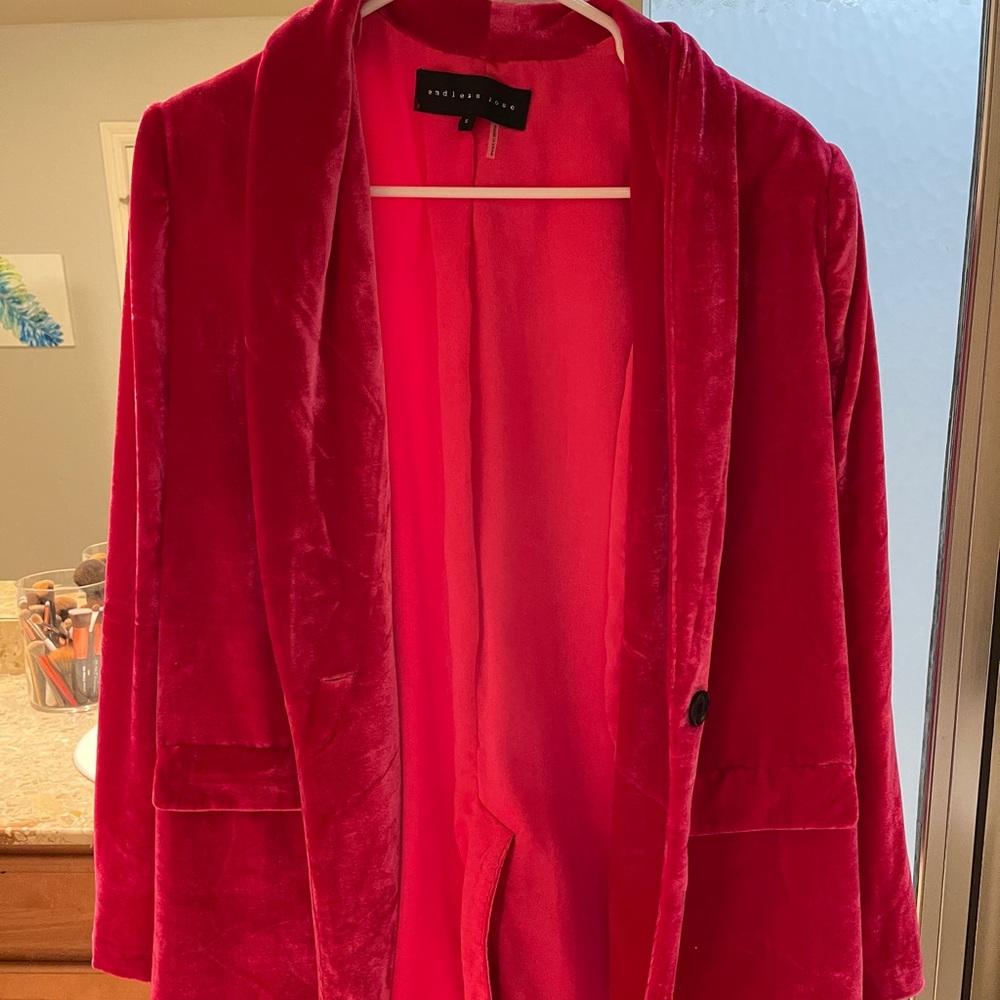 Pink velvet blazer